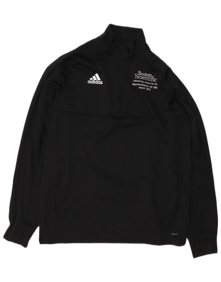 Adidas Herren Climalite Graphic Zip Neck Sweatshirt Pullover Large Schwarz