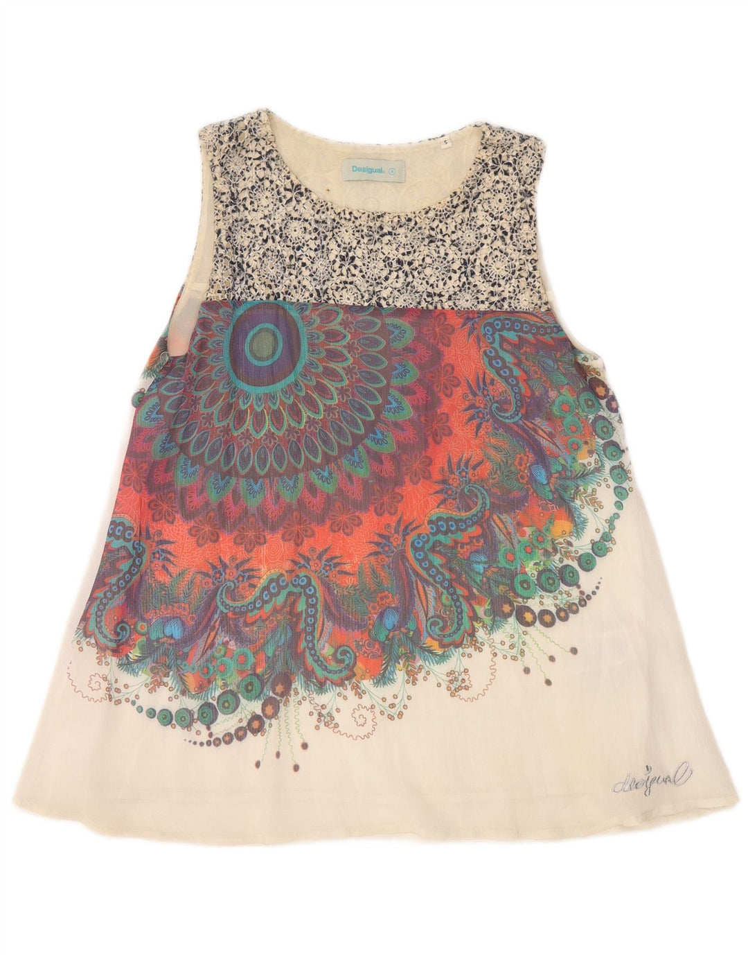 DESIGUAL Grafik-Blusenoberteil für Damen, UK 10, klein, mehrfarbig, Paisleymuster