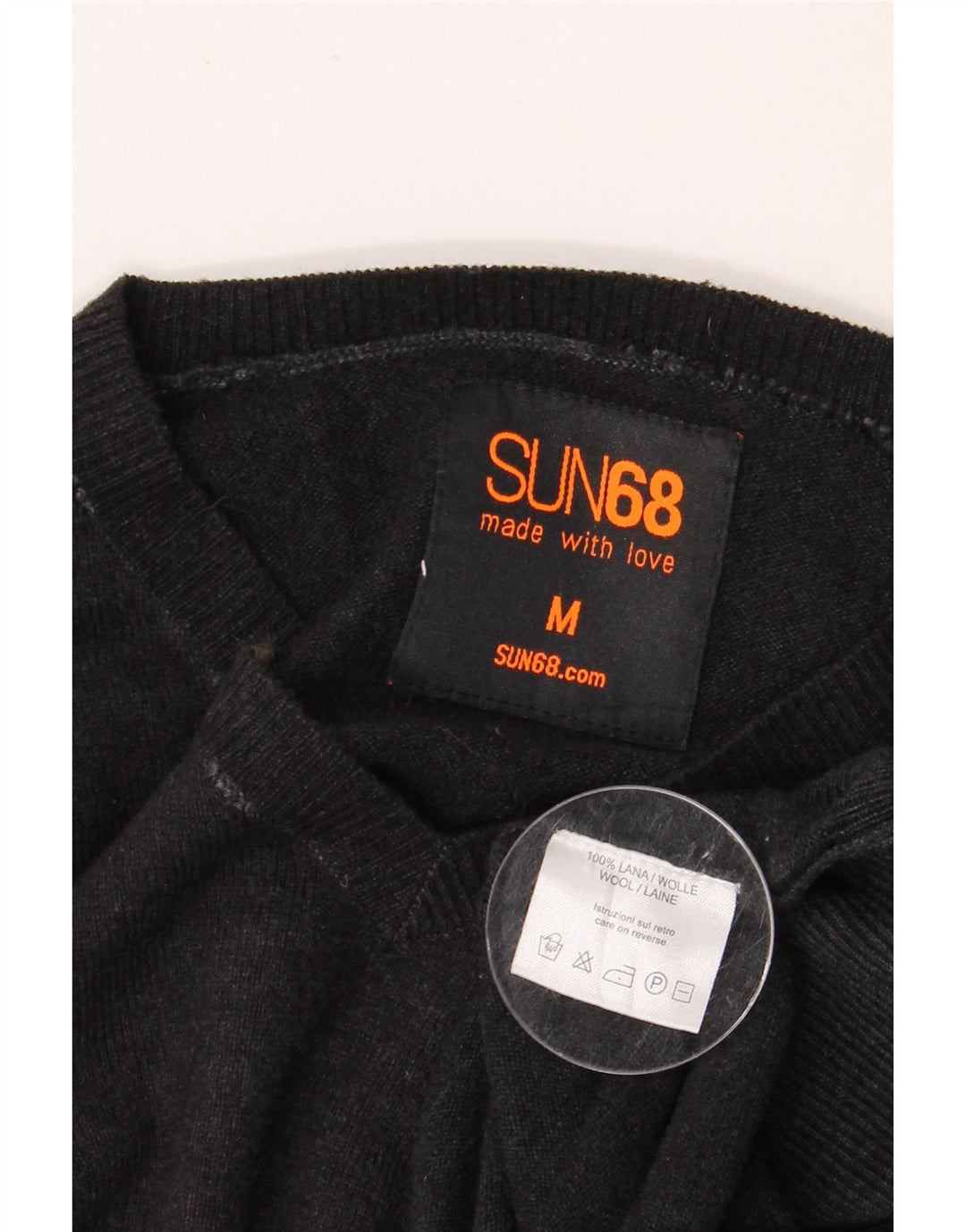 SUN68 Herren-Pullover mit V-Ausschnitt aus mittelgrauer Wolle