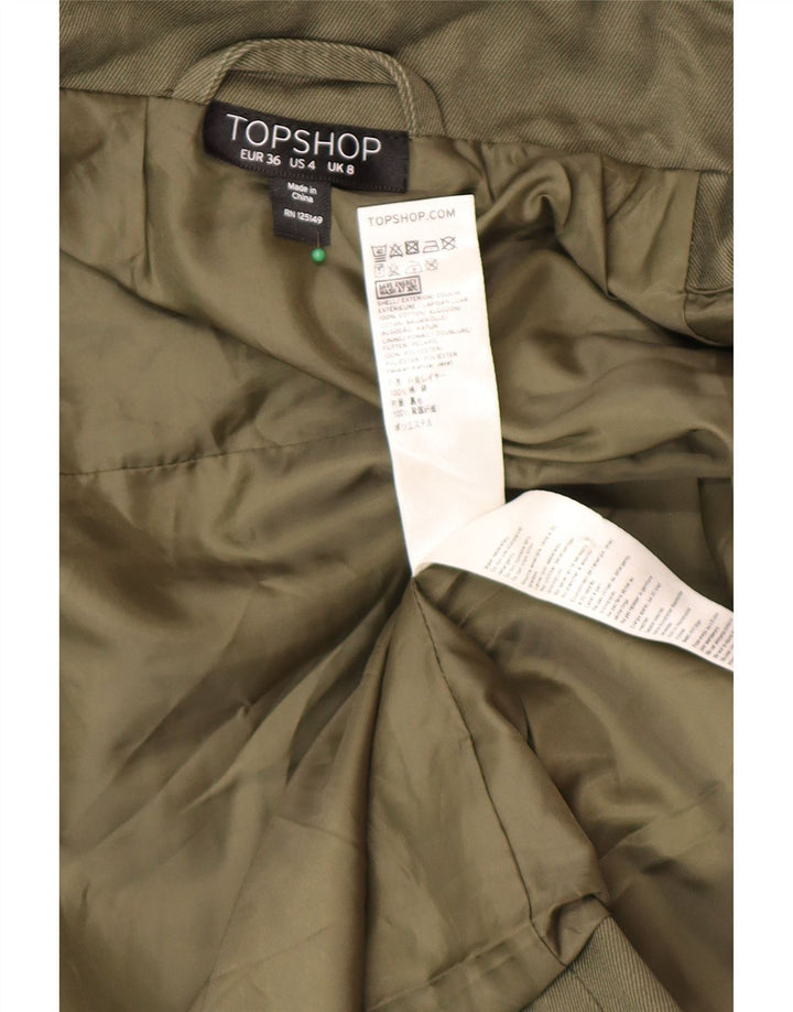 Topshop Damen Utility-Jacke UK 8 Small Khaki Baumwolle