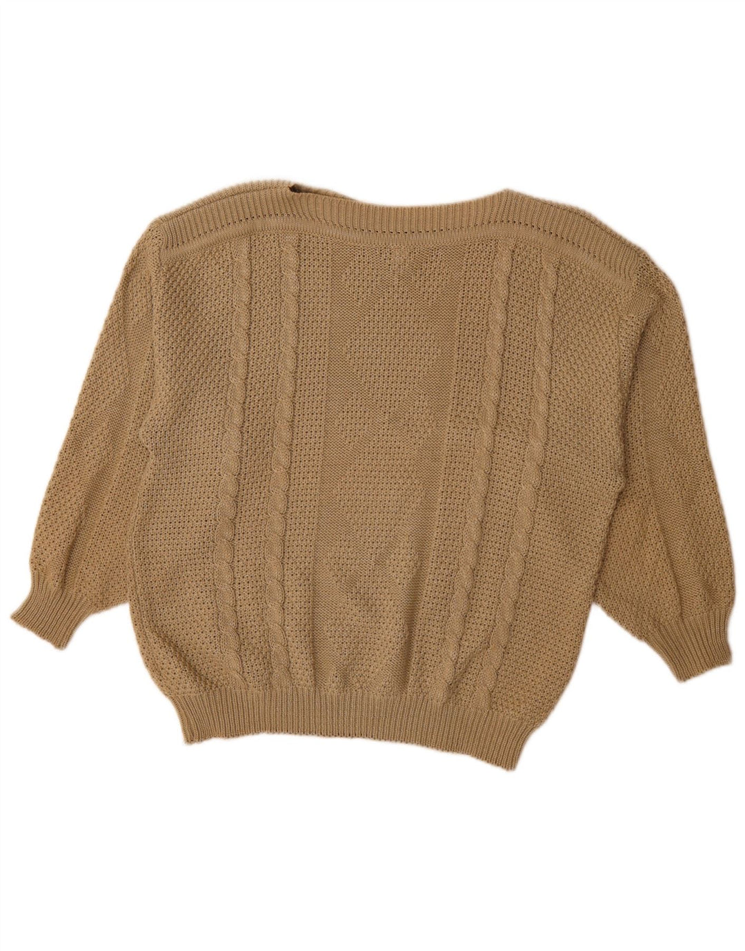 Vintage Damen Übergroßer Pullover mit U-Boot-Ausschnitt EU 48 2XL Braun