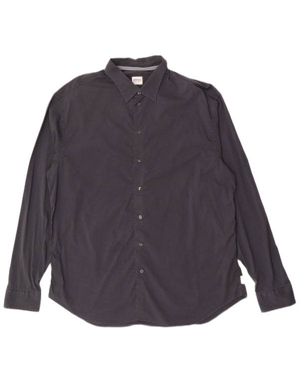 Armani Collezioni Herrenhemd 2XL Marineblaue Baumwolle