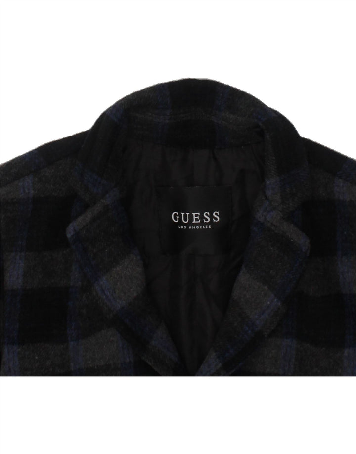 GUESS Baby Boys Overcoat 6-9 Months Navy Blue Check Vintage Guess and Second-Hand Guess from Messina Hembry 