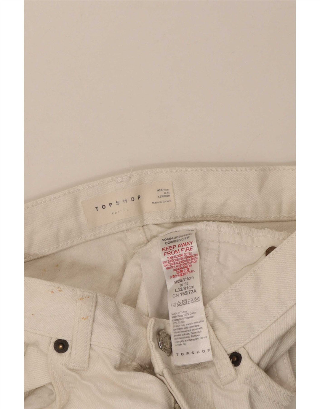 Topshop Damen Jeansshorts W28 Mittelweißes Polyester