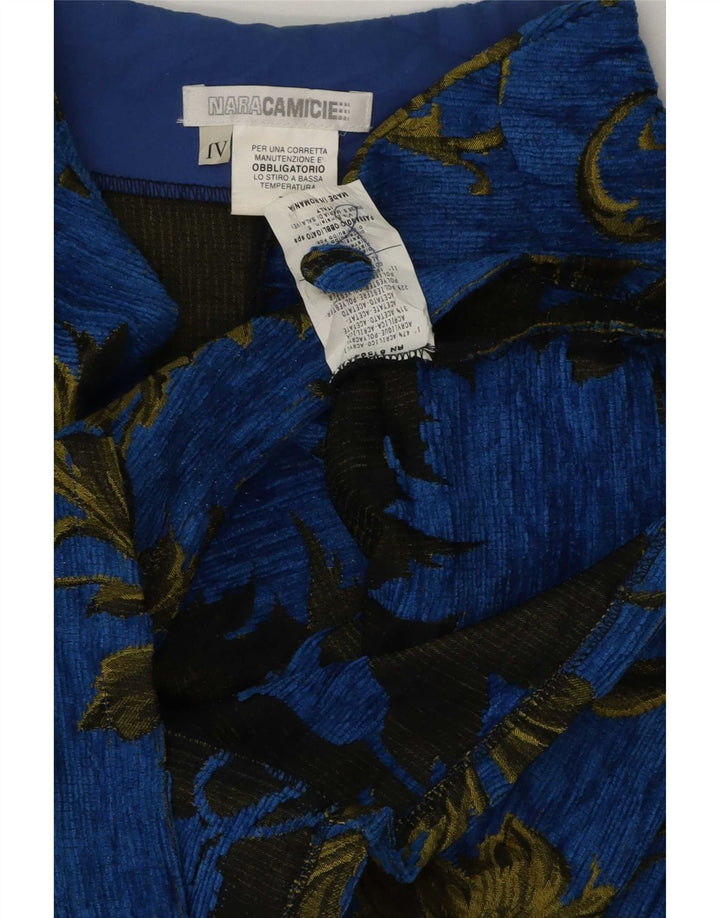 Naracamicie Damen-Blazer mit 5 Knöpfen, Gr. 46, groß, blau, Blumenmuster, Acryl