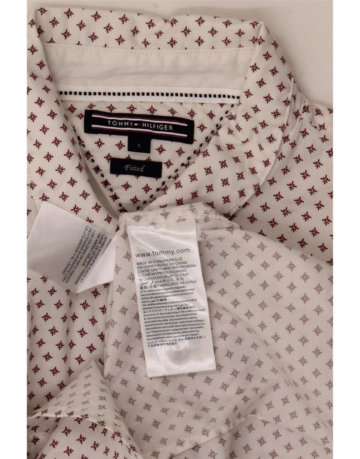 Tommy Hilfiger Damen-Hemd mit abstraktem Muster, US 4 Small, weiße Baumwolle