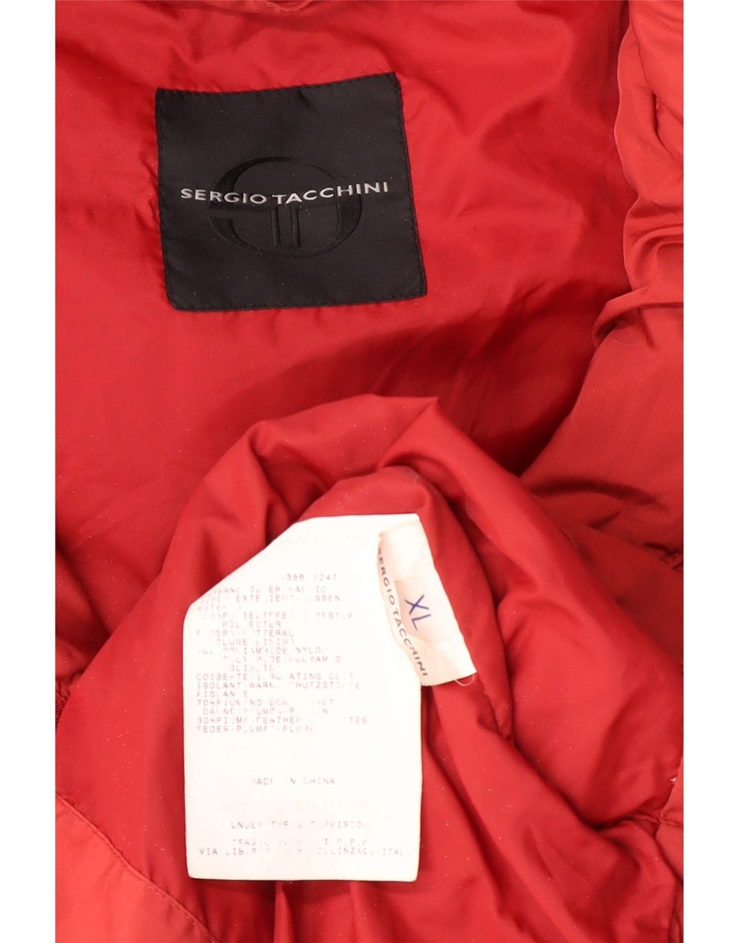 SERGIO TACCHINI Wattierte Herrenjacke mit Kapuze, UK 42, XL, rotes Polyester