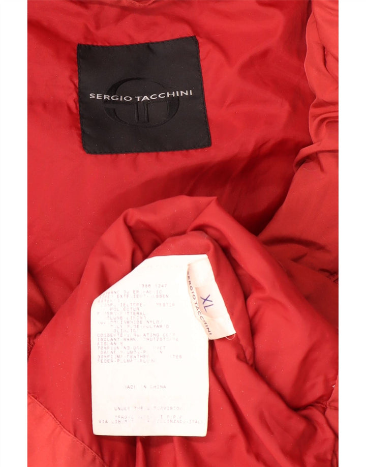 SERGIO TACCHINI Wattierte Herrenjacke mit Kapuze, UK 42, XL, rotes Polyester