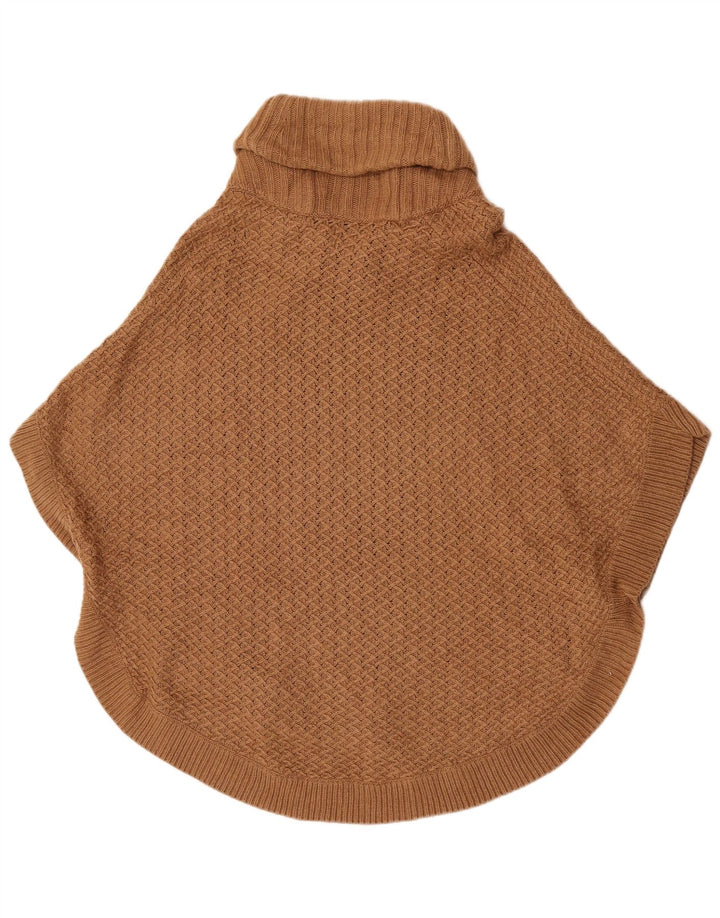Massimo Dutti Damen Ponchopullover US 8 Mittelbraune Wolle