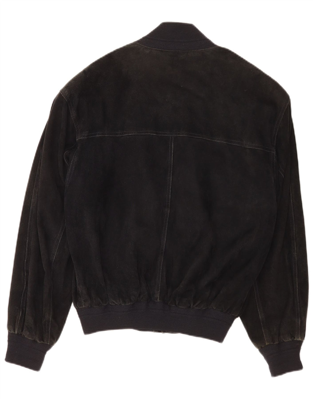Vintage Herren Wildleder Bomberjacke IT 48 Mittelschwarzes Leder