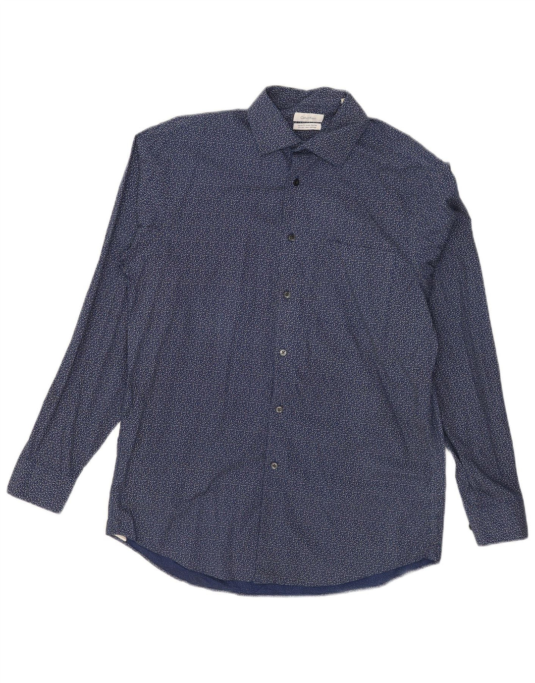 Calvin Klein Herren-Hemd mit normaler Passform, Größe 15 1/2, mittelgroß, marineblau gepunktet