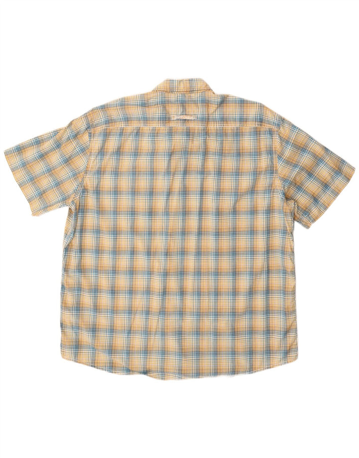 Camel Active Herren-Kurzarmhemd mit normaler Passform, 2XL, gelb kariert, Baumwolle