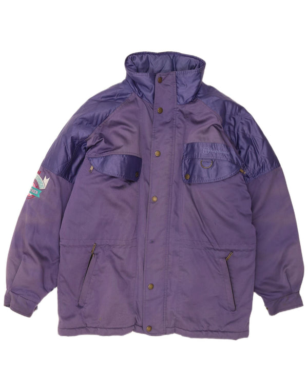 Sergio Tacchini Herren Loose Fit Wattierte Jacke UK 40 Large Lila Farbblock