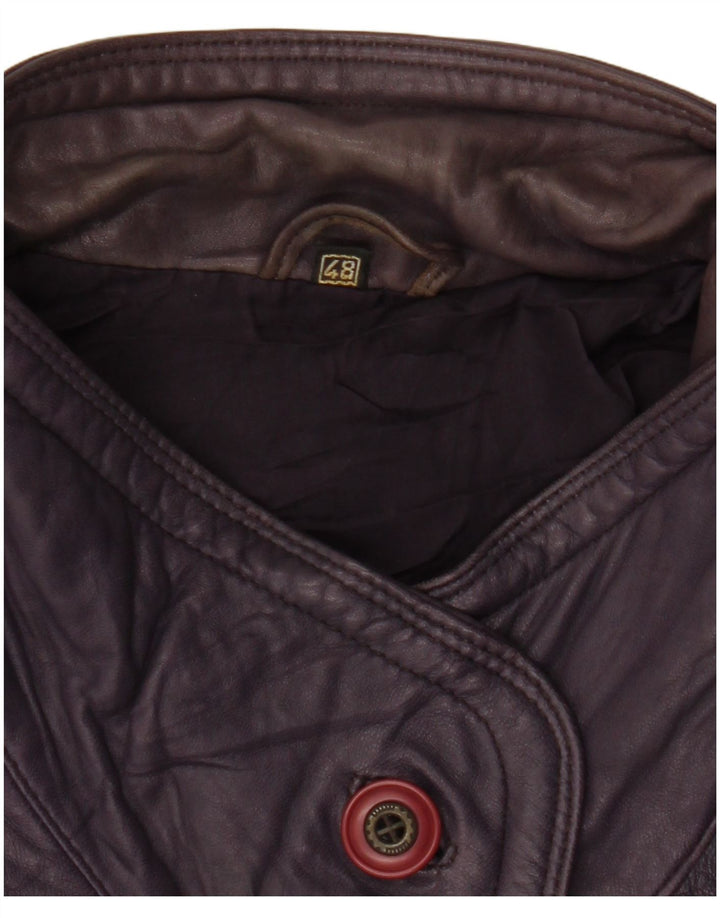 VINTAGE Damen Ledermantel EU 48 2XL Lila Leder