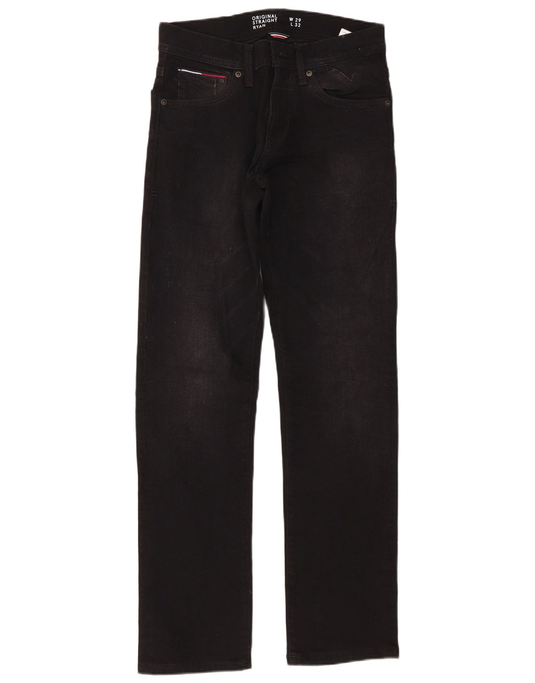 TOMMY HILFIGER Herren Ryan Straight Jeans W29 L32 Schwarze Baumwolle