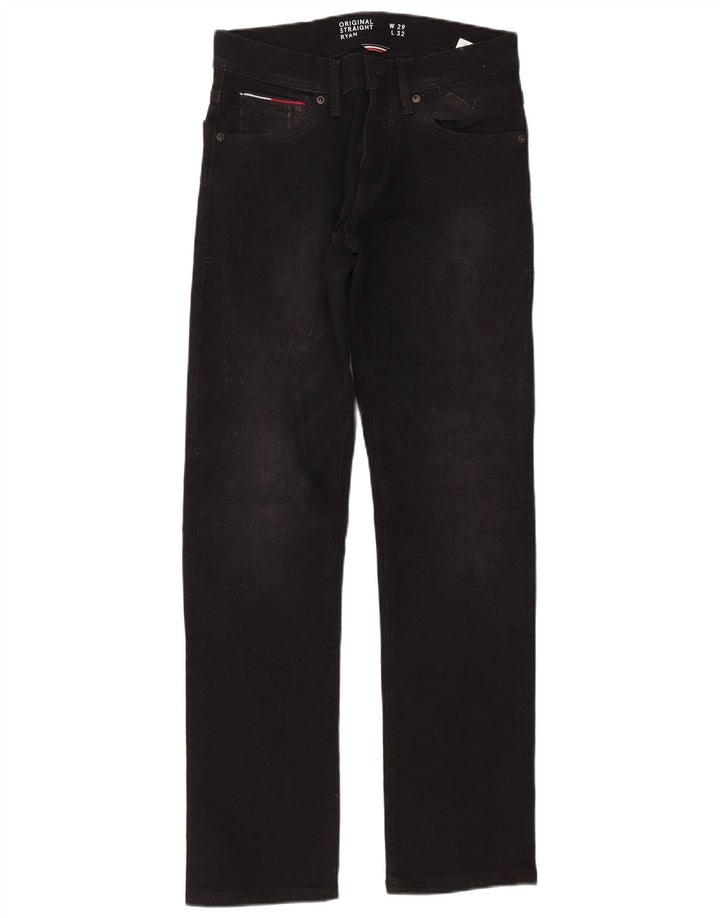 TOMMY HILFIGER Herren Ryan Straight Jeans W29 L32 Schwarze Baumwolle