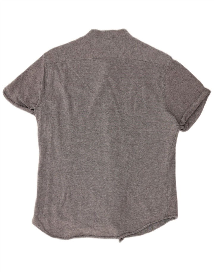 Zara Herren Kurzarm-Slim-Fit-Hemd, Größe L, Grau