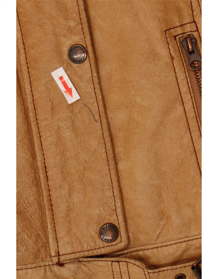 Vintage Damen Lederjacke UK 12 Medium Beige Leder