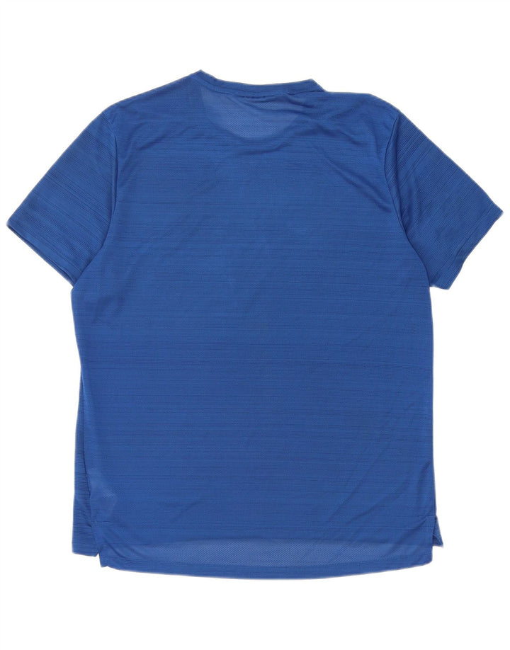 Nike Herren Dri Fit T-Shirt-Oberteil aus mittelblauem Nadelstreifen-Polyester
