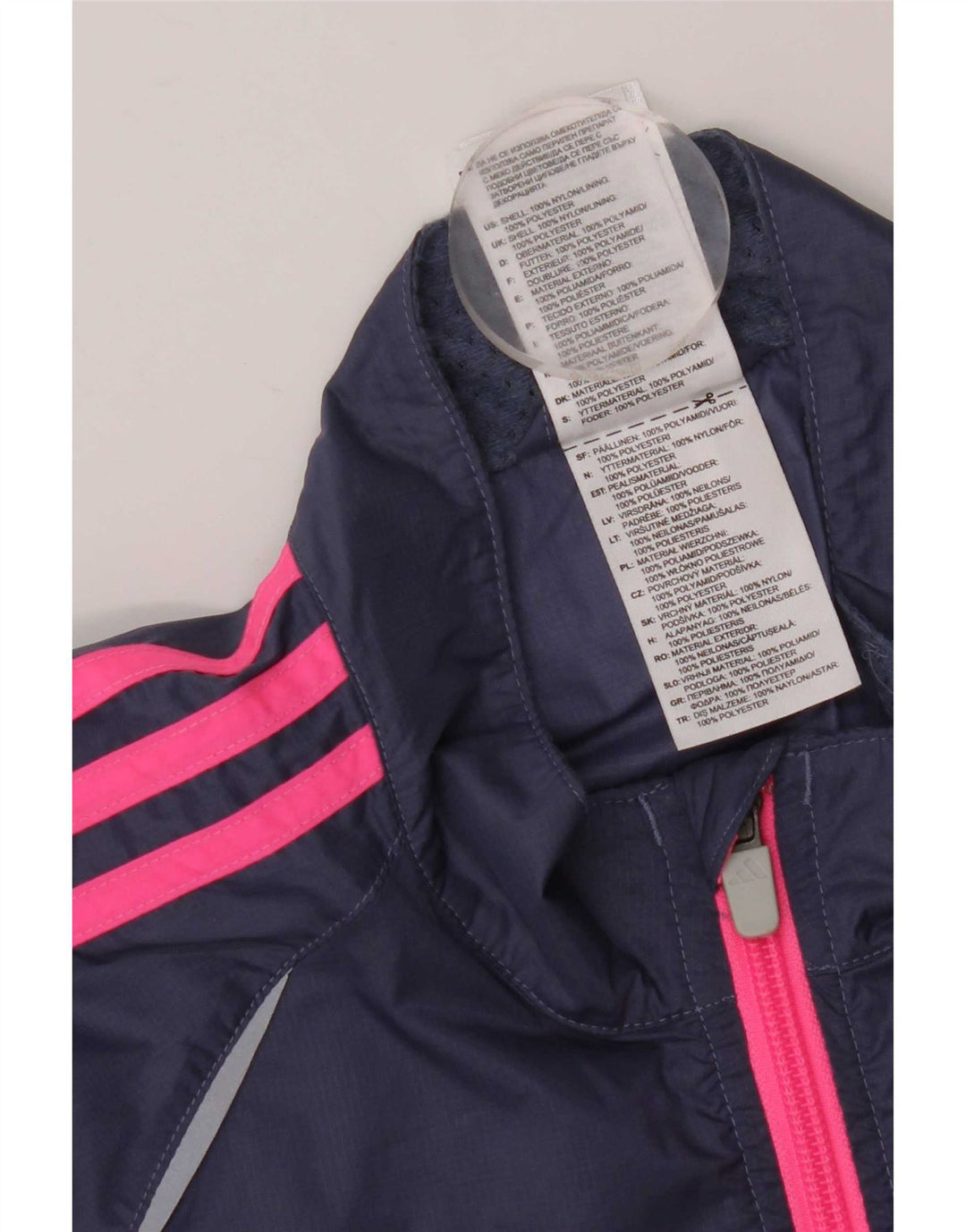 Adidas Damen Trainingsanzug Top Jacke UK 16 Large Marineblau Nylon