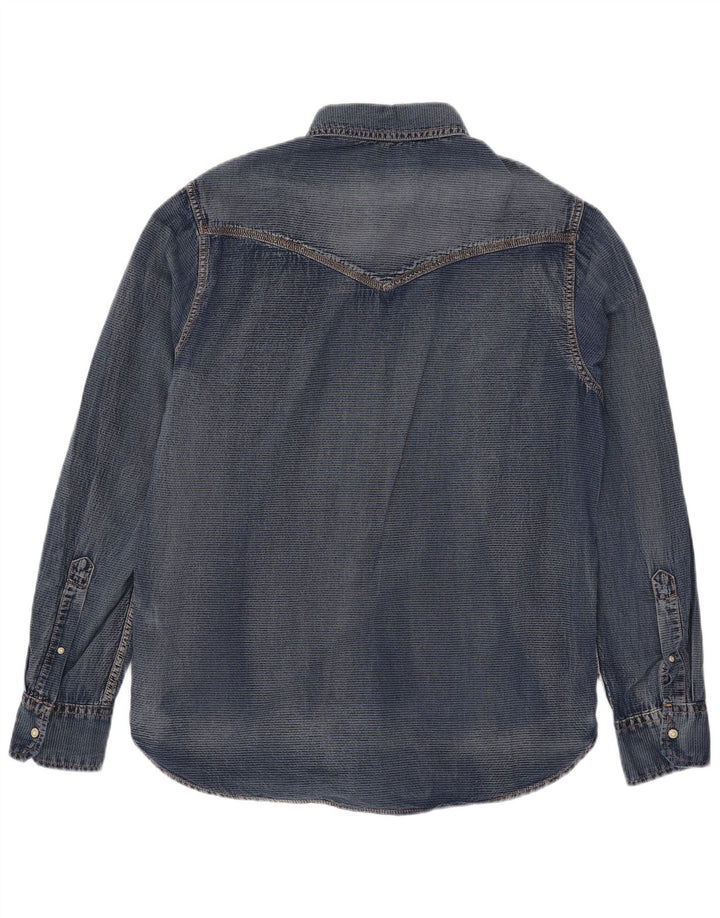 Grand & Hills Herren-Jeanshemd, groß, aus blauer Baumwolle