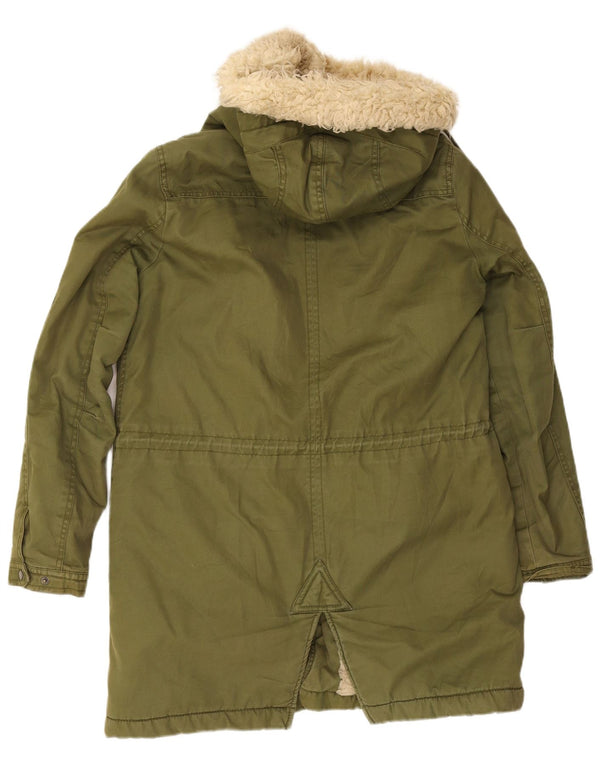 Zara Damen-Parka mit Kapuze, UK 14, mittleres Khaki, Polyester