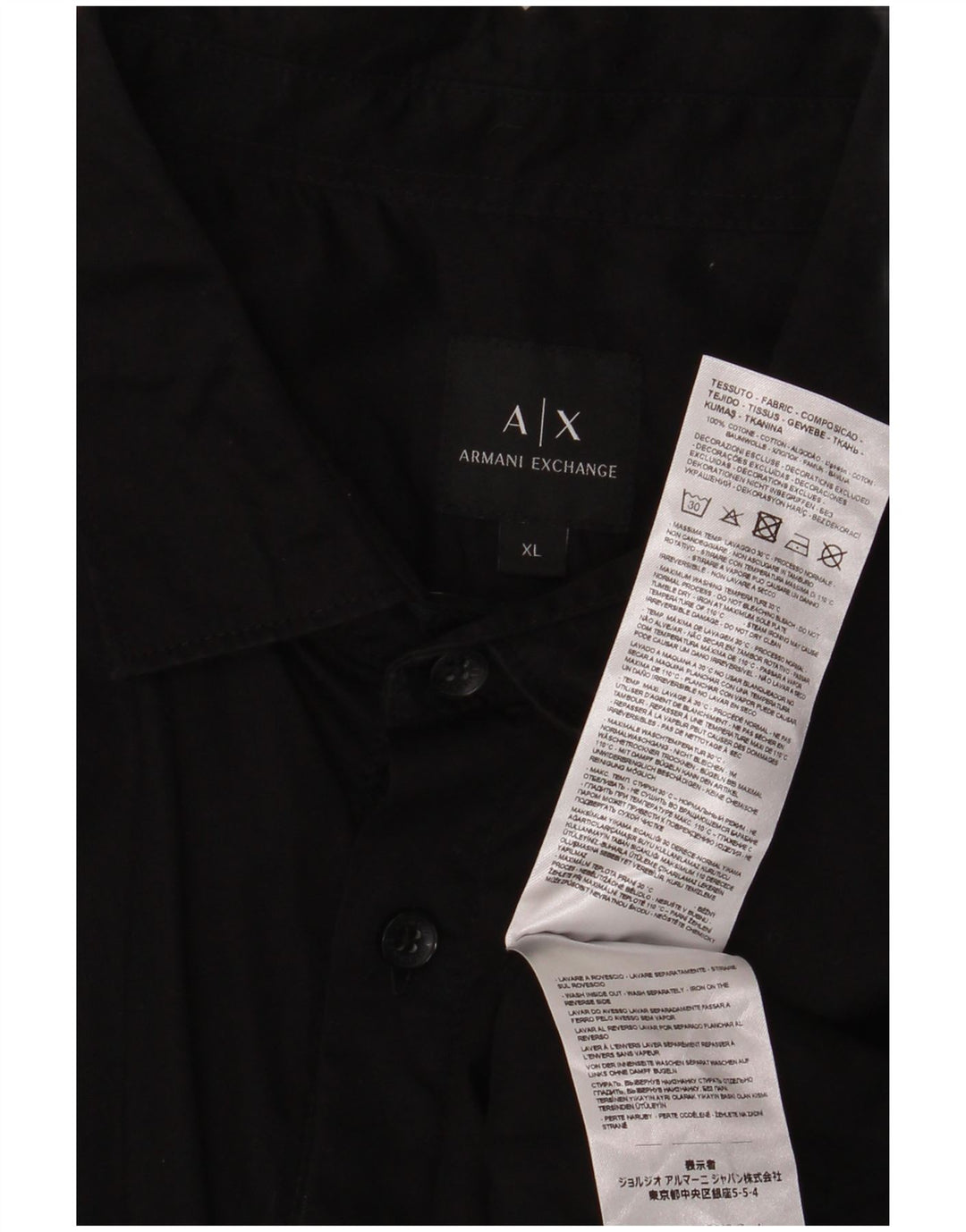Armani Exchange Herrenhemd XL Schwarz Baumwolle