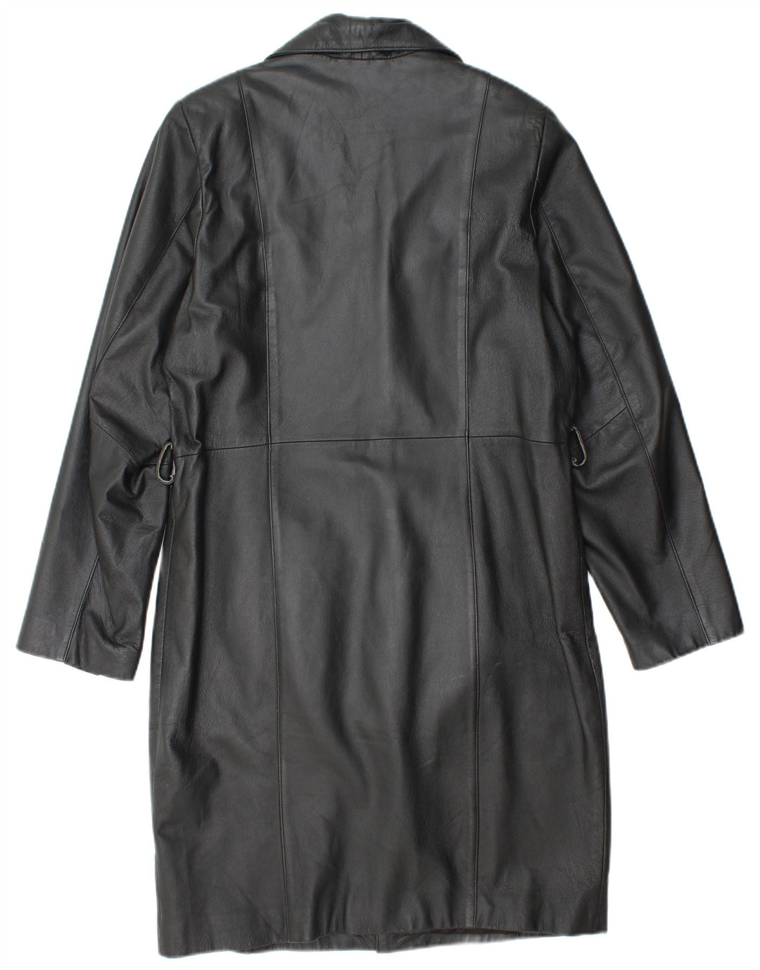 VINTAGE Damen Ledermantel UK 14 Mittelschwarzes Leder