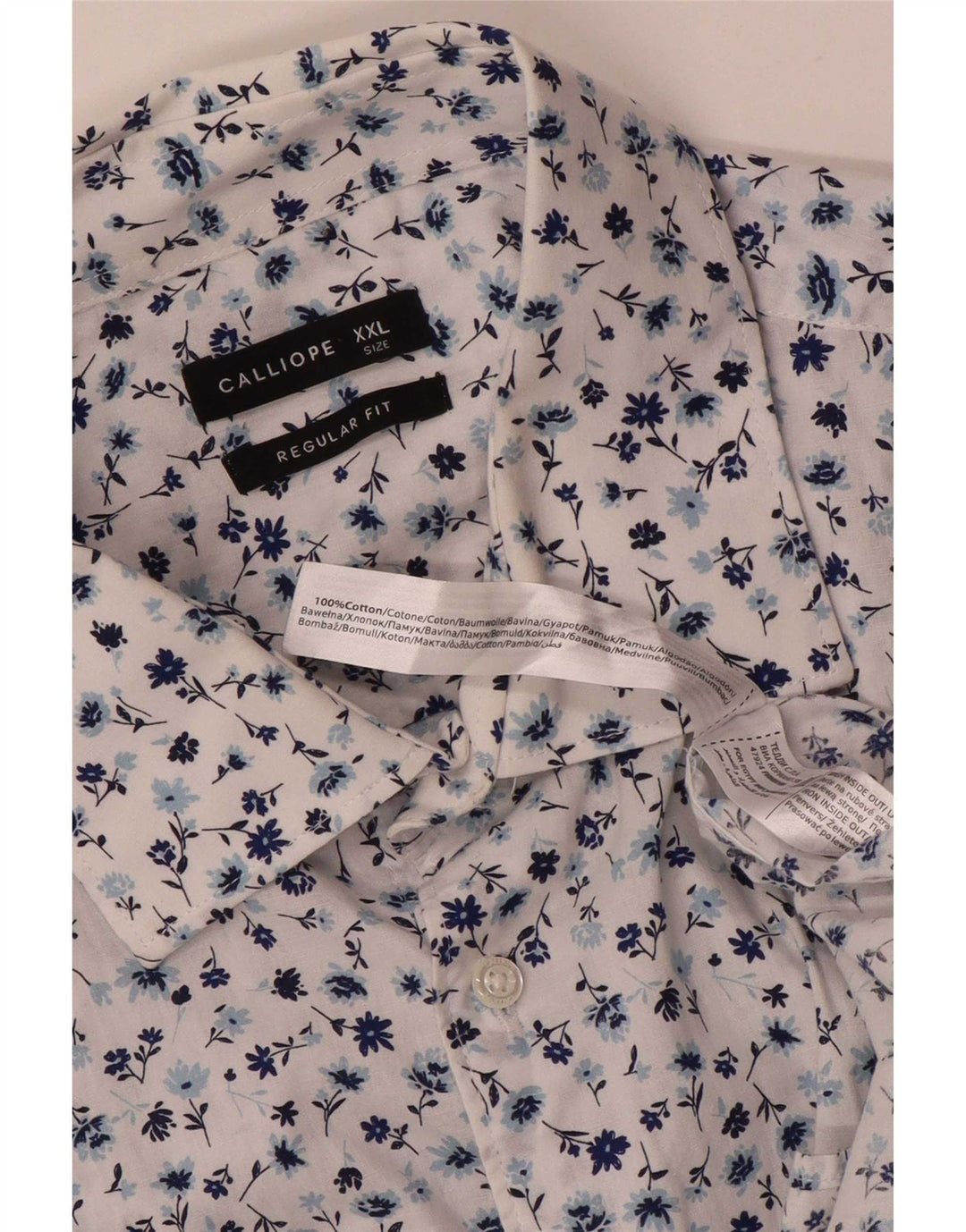 Calliope Herren-Hemd, reguläre Passform, 2XL, weißes Blumenmuster, Baumwolle