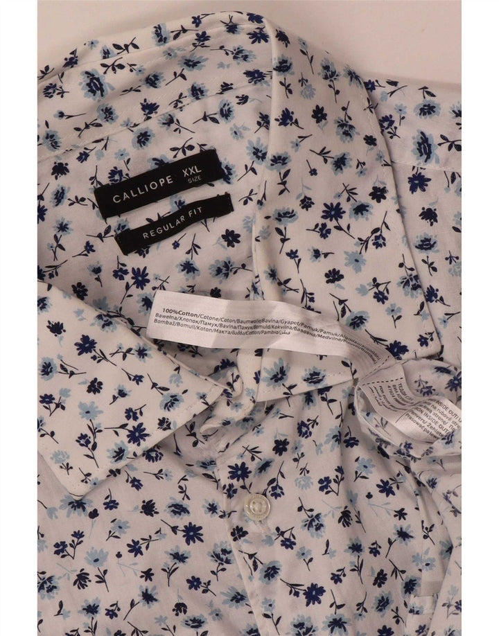 Calliope Herren-Hemd, reguläre Passform, 2XL, weißes Blumenmuster, Baumwolle