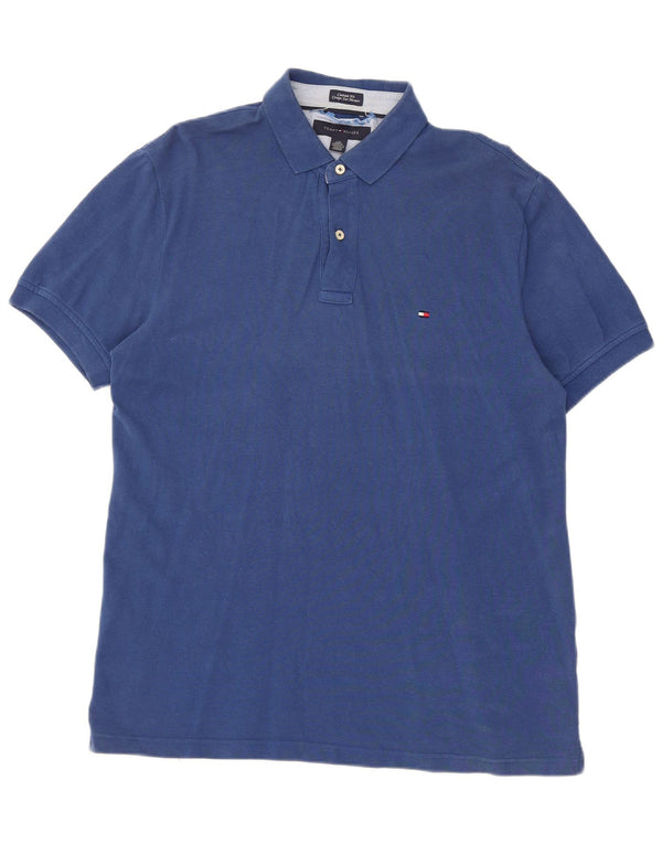 Tommy Hilfiger Herren-Poloshirt mit individueller Passform, große blaue Baumwolle