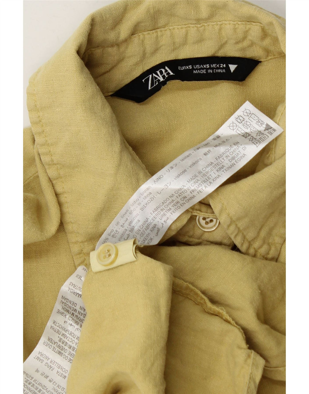 ZARA Damen Übergroßes Hemd UK 6 XS Gelbes Leinen