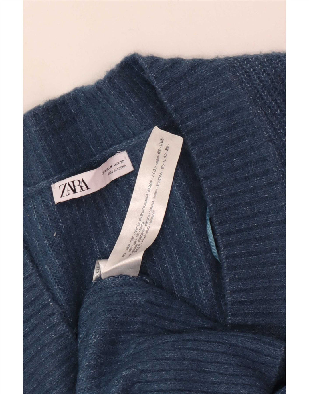 Zara Damen-Pullover mit V-Ausschnitt, übergroß, UK 14, Mittelblau, Polyester