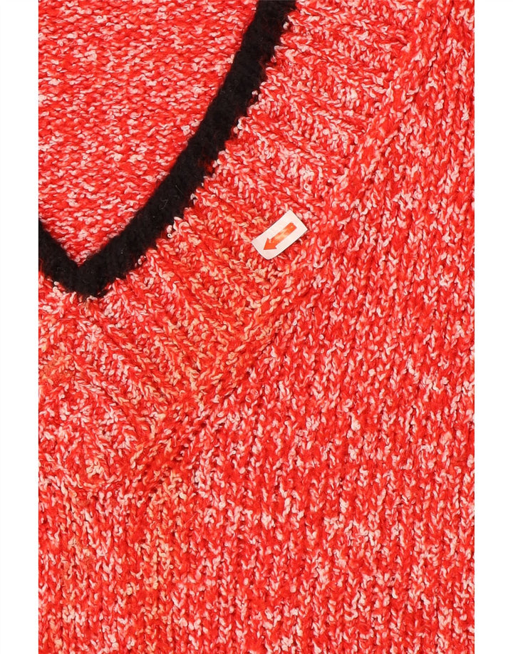 Marks & Spencer Damen-Pullover mit V-Ausschnitt, UK 16, Größe L, Rot, Polyester
