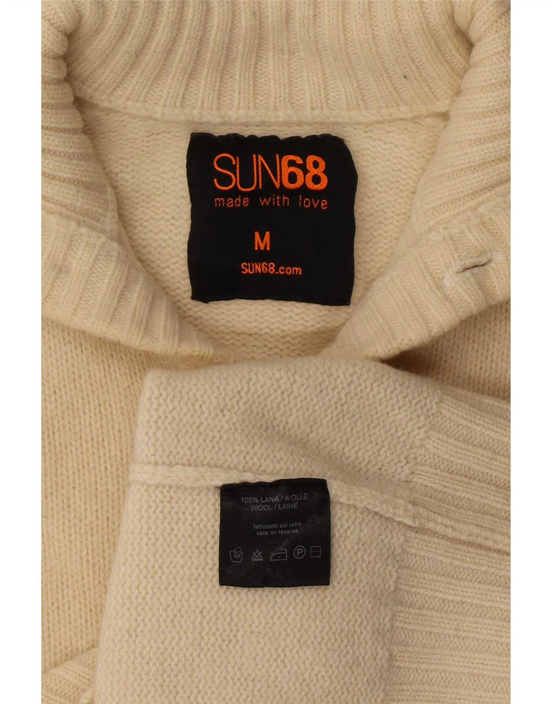 Sun68 Damen-Cardigan-Pullover UK 14 Medium Off White Wool
