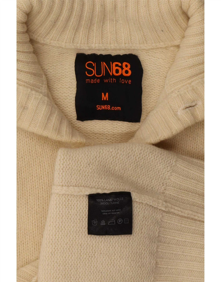 Sun68 Damen-Cardigan-Pullover UK 14 Medium Off White Wool