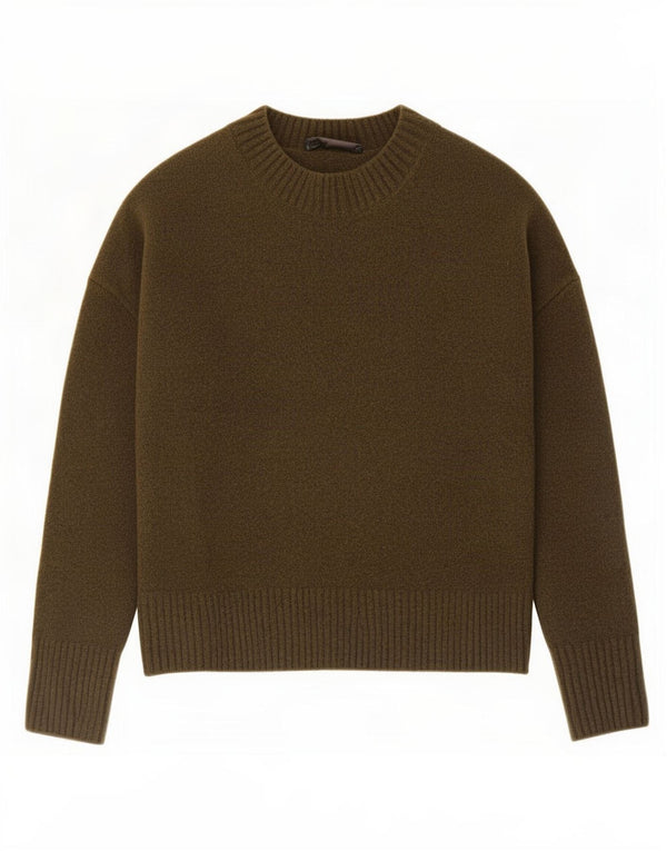 Zara Damen-Pullover, übergroß, U-Boot-Ausschnitt, Gr. 10, Small, Khaki, Acryl