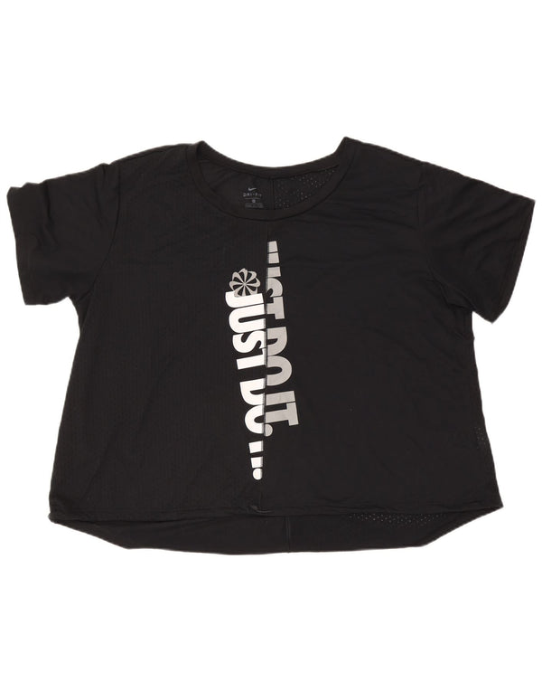 Nike Damen Dri Fit Übergroßes Grafik-T-Shirt-Oberteil UK 20 2XL Schwarz Polyester