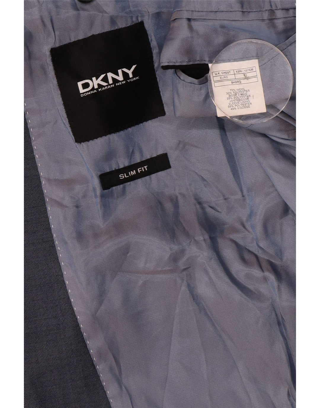 Dkny Herren 2-Knopf-Blazerjacke UK 42 XL Marineblaue Wolle