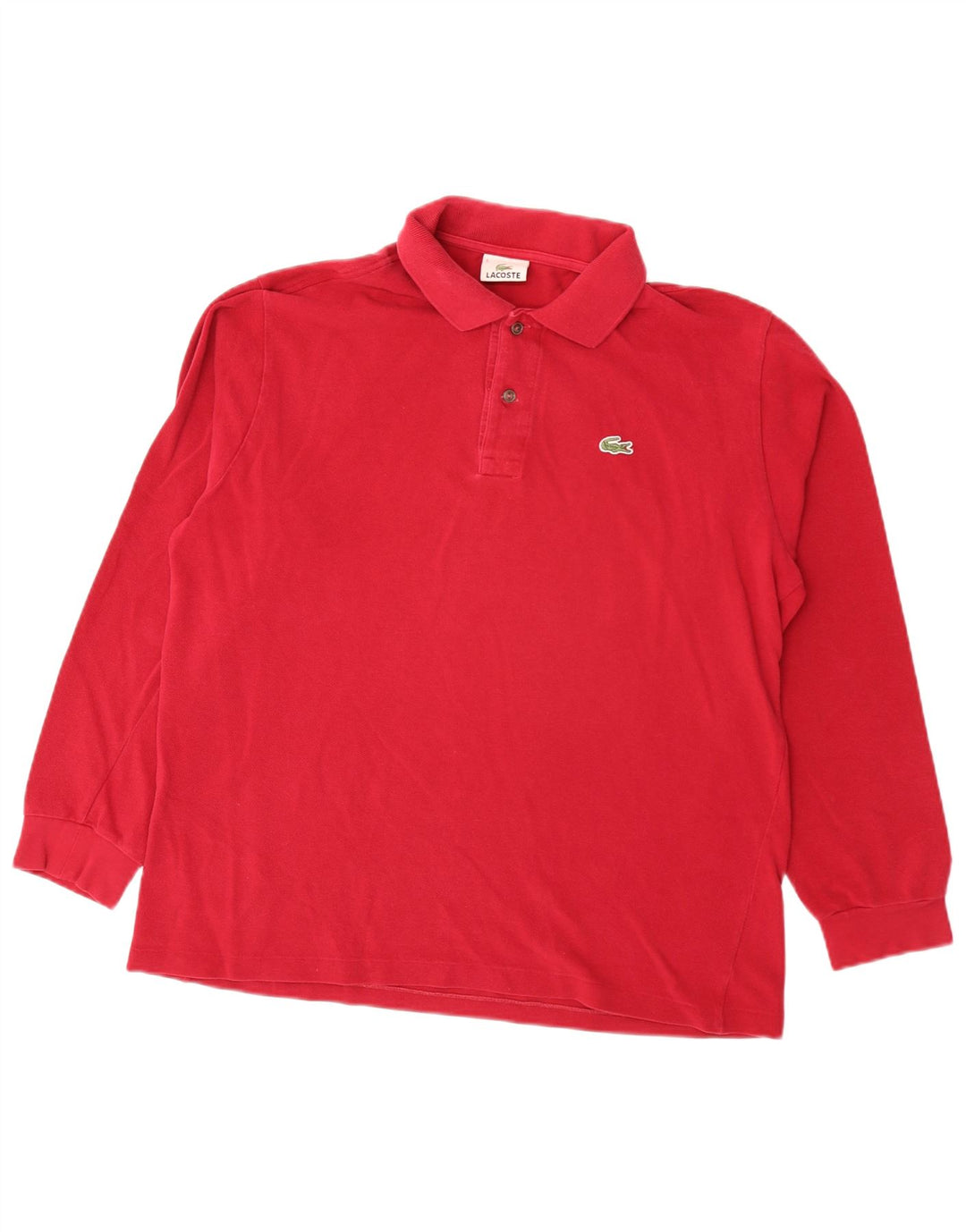 Lacoste Herren-Langarm-Poloshirt, Größe 5, große rote Baumwolle