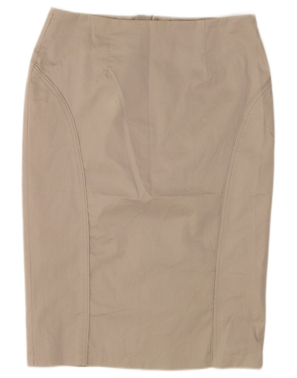 Marks & Spencer Damen Bleistiftrock UK 12 Medium W30 Beige Baumwolle