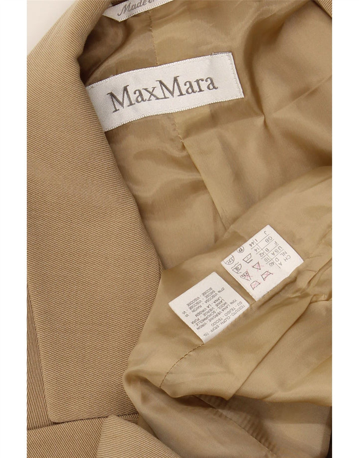 MAX MARA Damen Zweireiher-Blazerjacke UK 14 Große beige Wolle