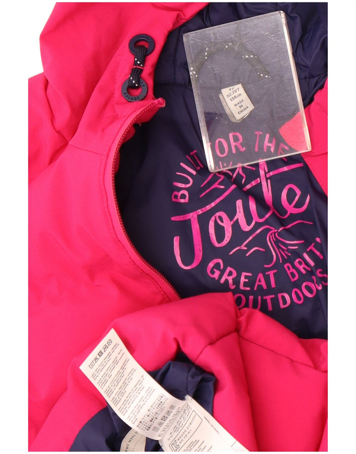 Joules Wattierte Jacke mit Kapuze für Mädchen, 8–9 Jahre, Rosa, Polyester