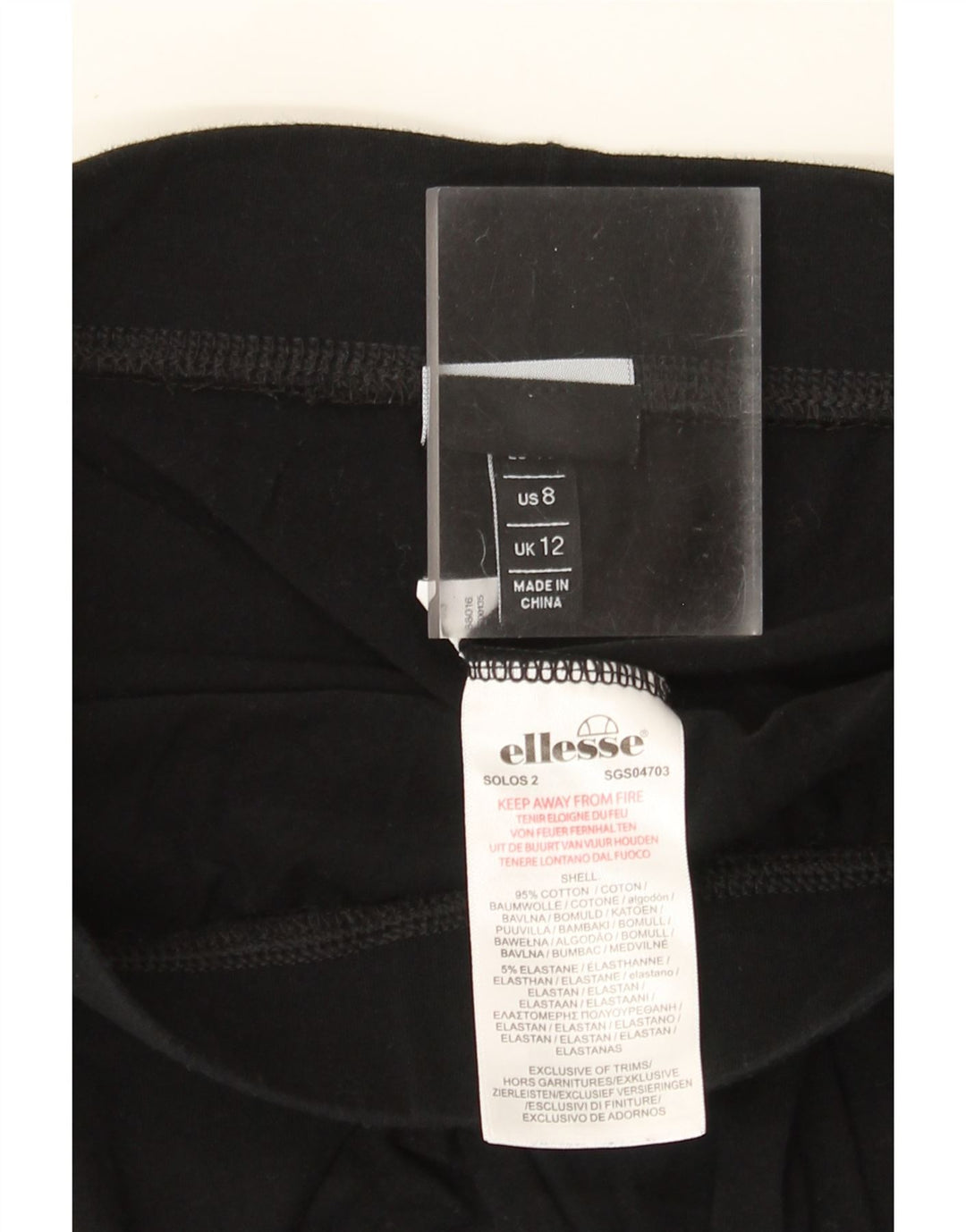 Ellesse Womens Graphic Leggings UK 12 Mittelschwarze Baumwolle