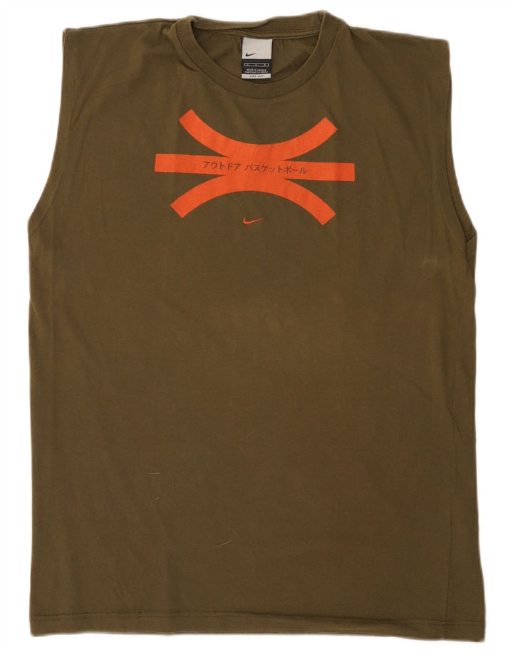 Nike Herren Dri Fit Grafik-Weste-Oberteil, groß, Khaki, Baumwolle