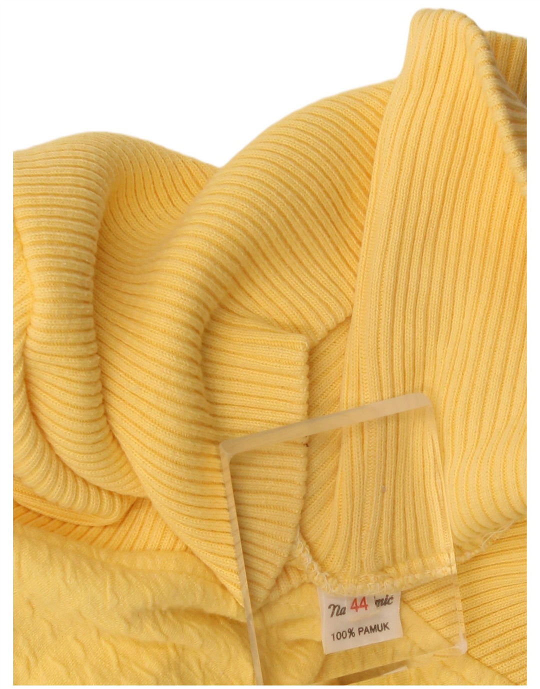 Vintage Damen Crop Oversized Rollkragenpullover Pullover EU 44 XL Gelb