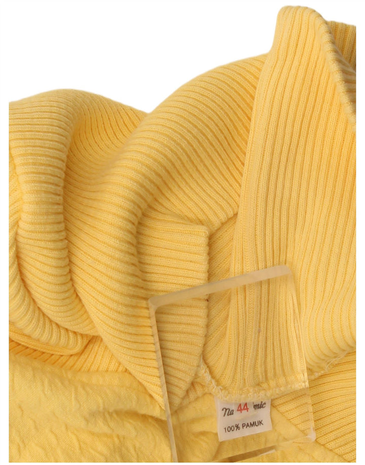 Vintage Damen Crop Oversized Rollkragenpullover Pullover EU 44 XL Gelb