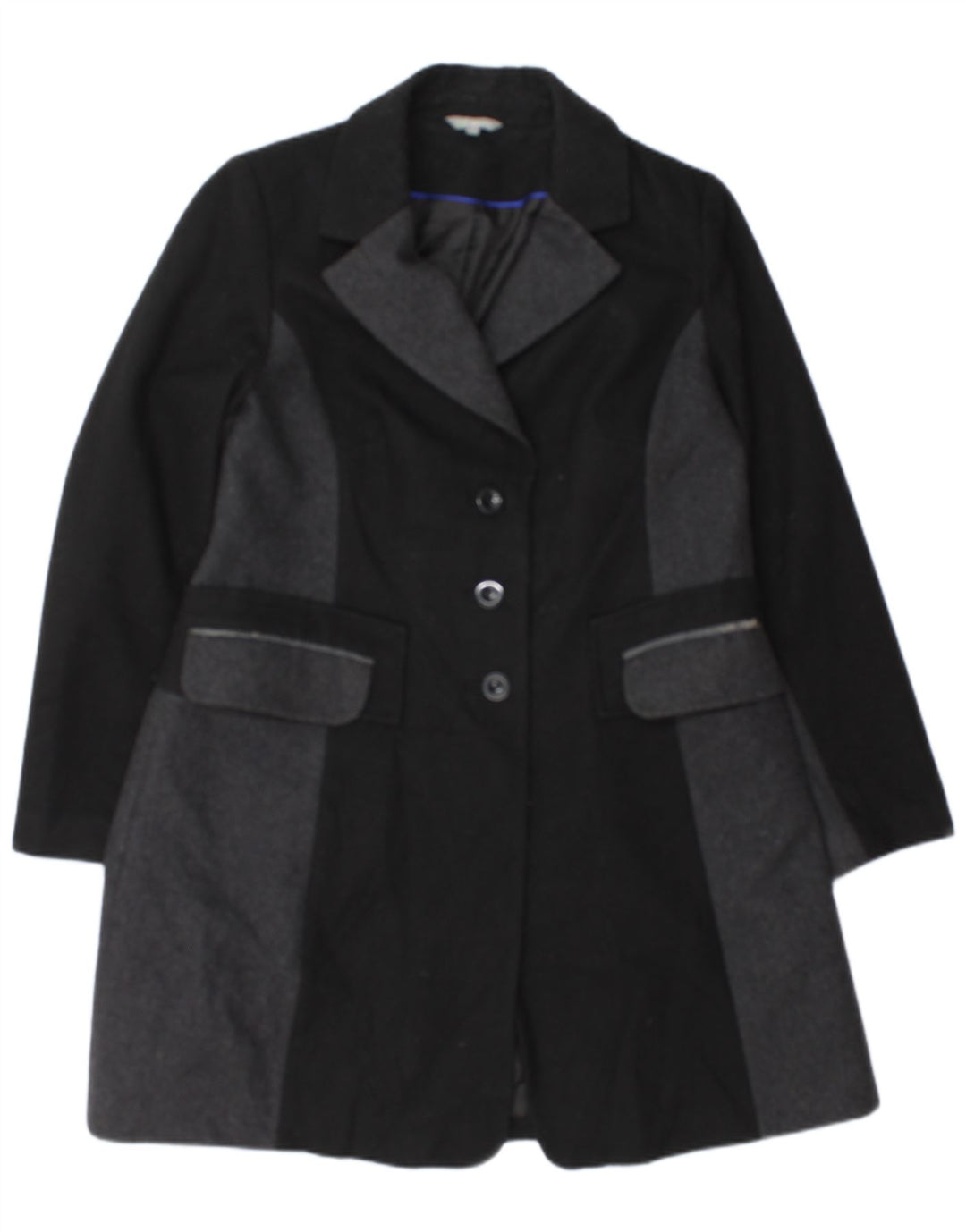 Marks & Spencer Damenmantel UK 16 Large Schwarze Colourblock-Wolle