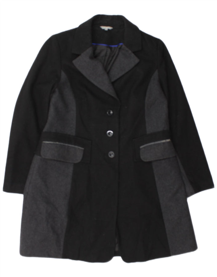 Marks & Spencer Damenmantel UK 16 Large Schwarze Colourblock-Wolle