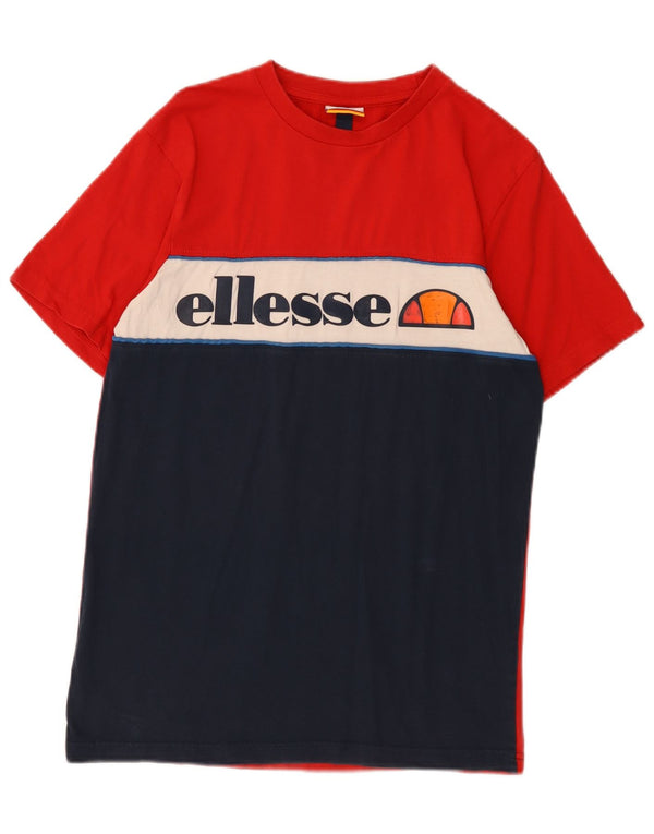 Ellesse Herren-T-Shirt mit Grafik, XS, Rot, Colourblock-Baumwolle